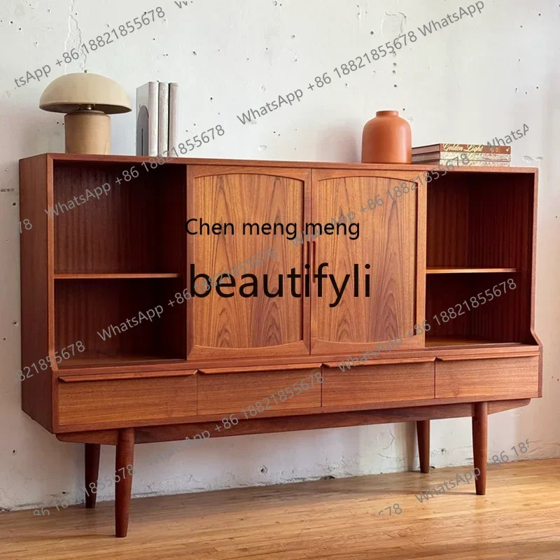 

N178 Medieval solid wood dining side cabinet Kitchenware cabinet Retro large storage multi-functional side cabinet9344