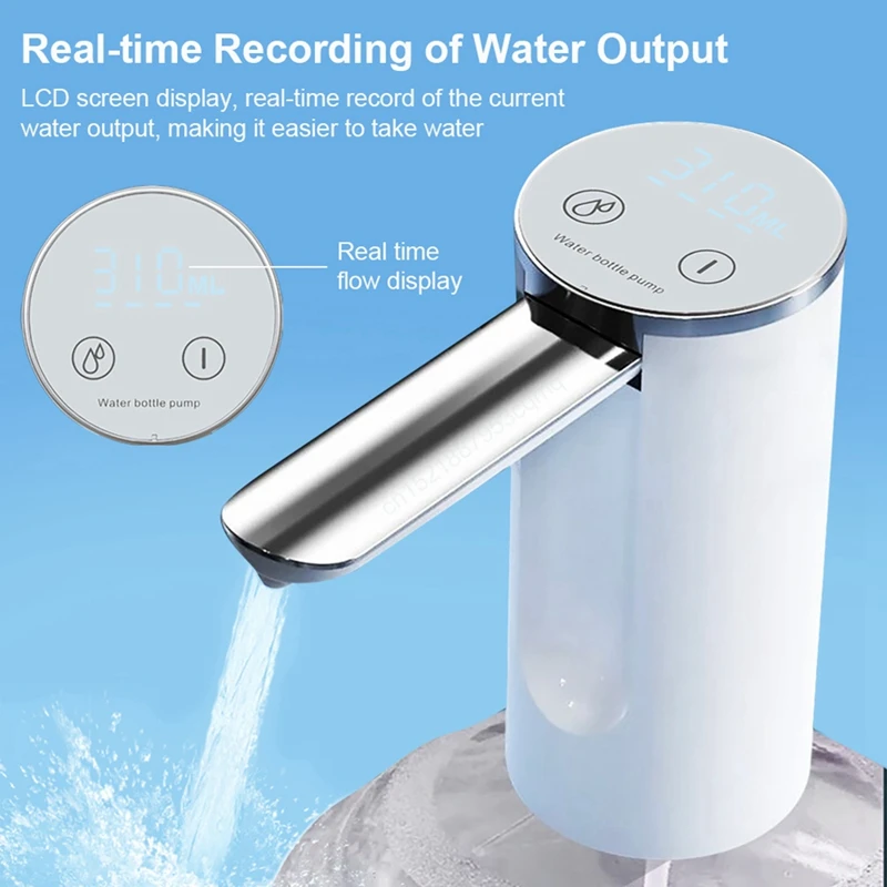 Electric Water Gallon Pump Foldable Automatic Water Dispenser Rechargeable Desktop Smart Drinking Water Pump