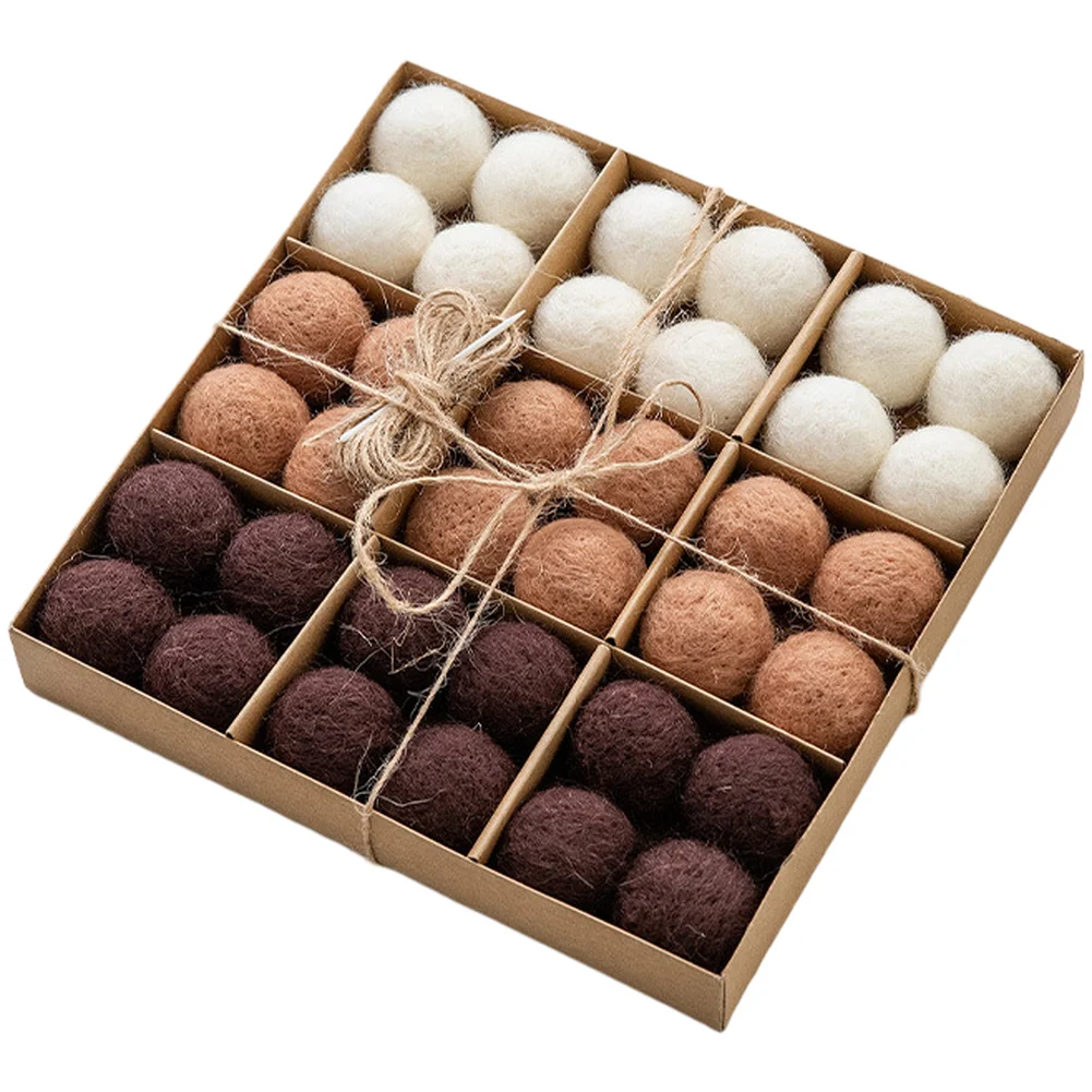 36pcs Christmas Wool Felt Ball Ornaments DIY Craft Kit for Tree with Snowflake Sheep Design 3cm Polyester Felt for Festive Decor