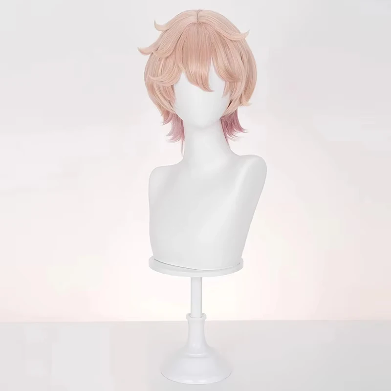 Genshin Impact Dahlia Cosplay Perücke Orange Rosa Kurzes Haar Heterochromia Junge Mondstadt Halloween Party für Frauen Männer Outfit