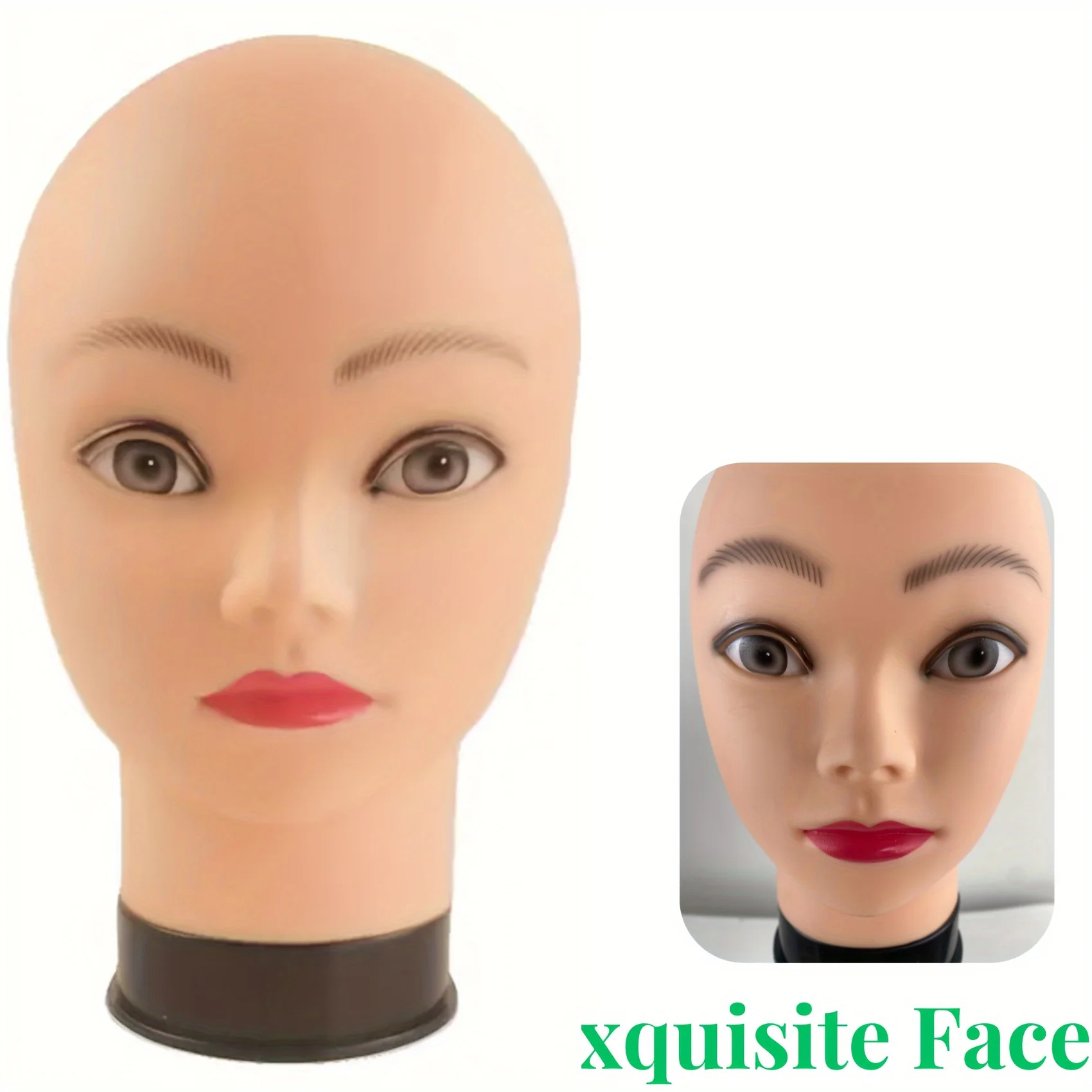 رأس عارضة أزياء أصلع مع حامل للشعر المستعار ونماذج رأس العرض التي تظهر القبعات والخوذات أو النظارات أو الأقنعة #3