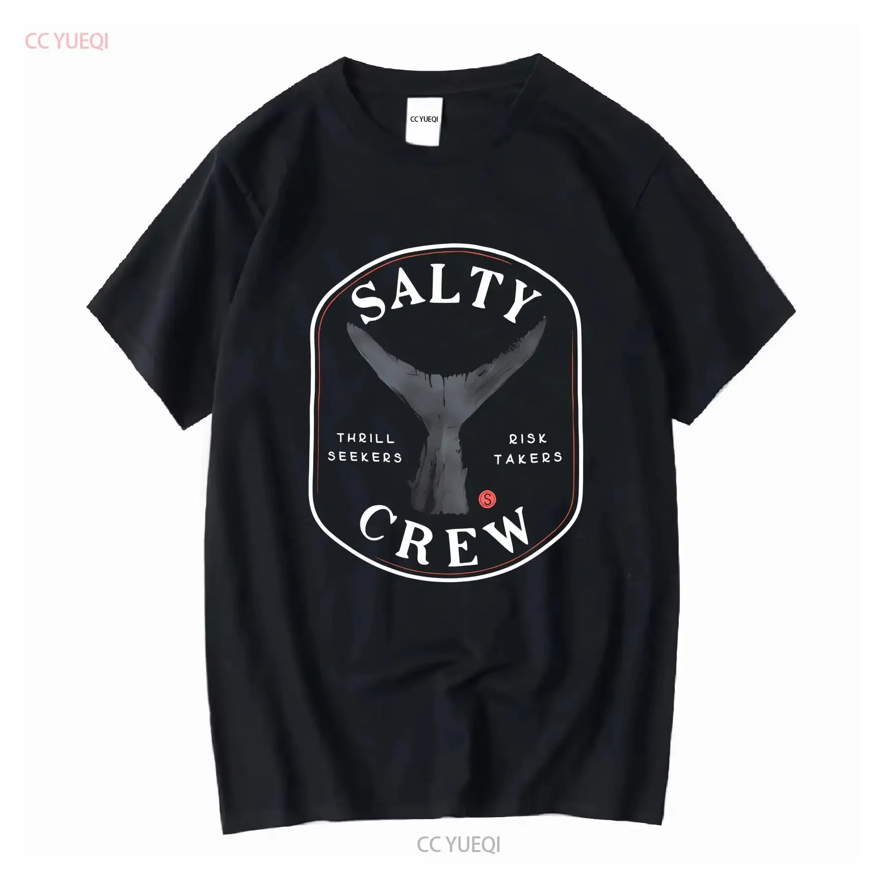 SALTY CREW THRILL SEEKERS RISK TAKERS FISH FISHING TEE T SHIRT Mens M Black vintage Washed homme Stretched designer clothes