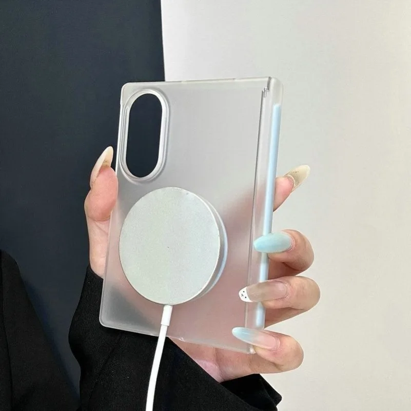 Nueva funda para Samsung Z Fold 8 de lujo mate escarchado para Magsafe, PC a prueba de golpes 3