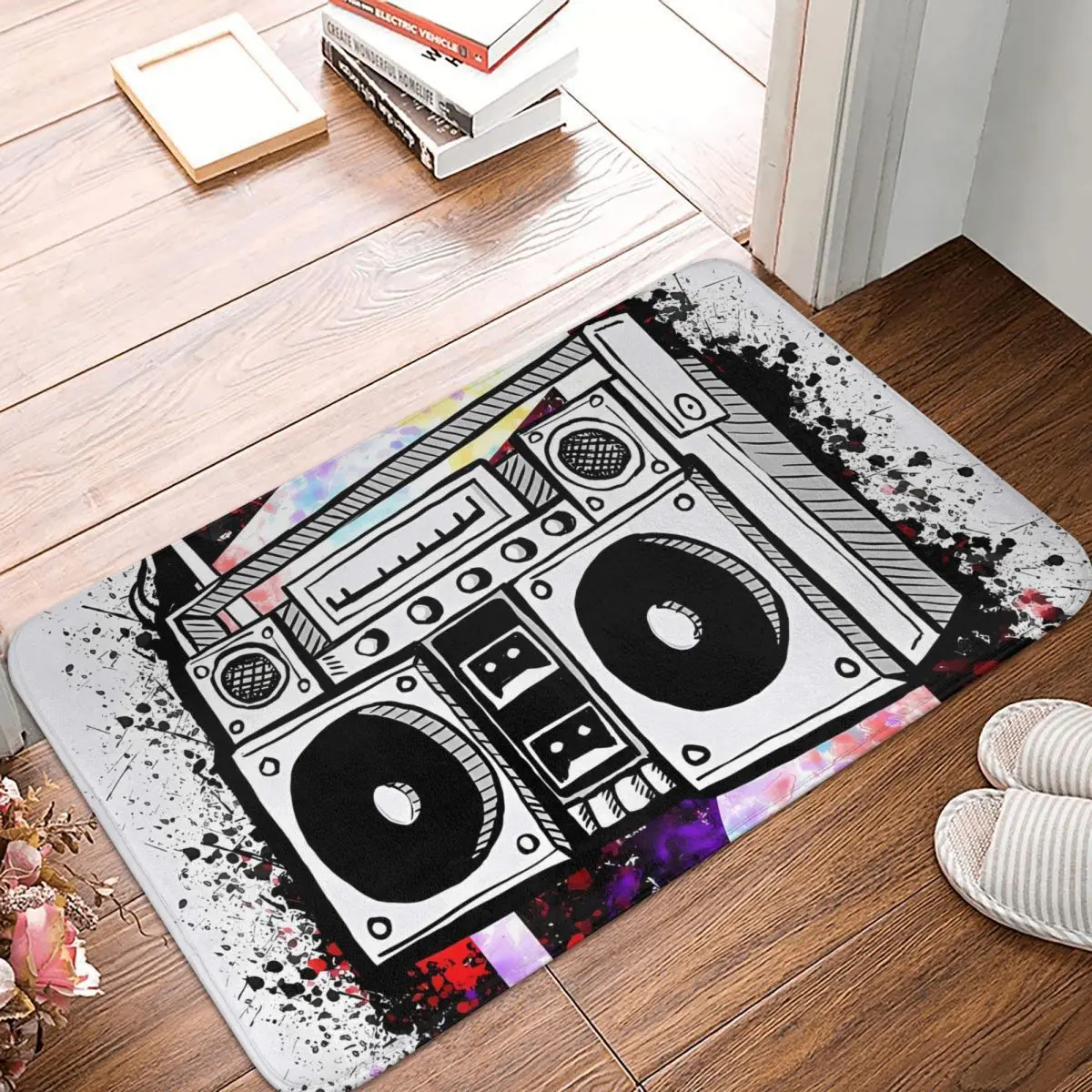 Grunge Boombox Boom Box Music Anti-Slip Rug Doormat Kitchen Mat Balcony Carpet Bedroom Decorative