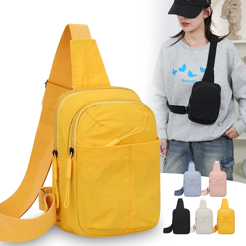 المرأة حقيبة صدر للرجال حقيبة ظهر كروسبودي نوعية جيدة نايلون مقاوم للماء حقيبة كتف صغيرة للرجل لون نقي حقيبة أنثى عادية جديدة #1