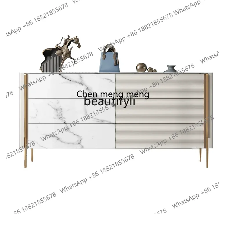 

D178 Y Light luxury solid wood, American rock slab living room decorative cabinet, wall side storage storage cabinet