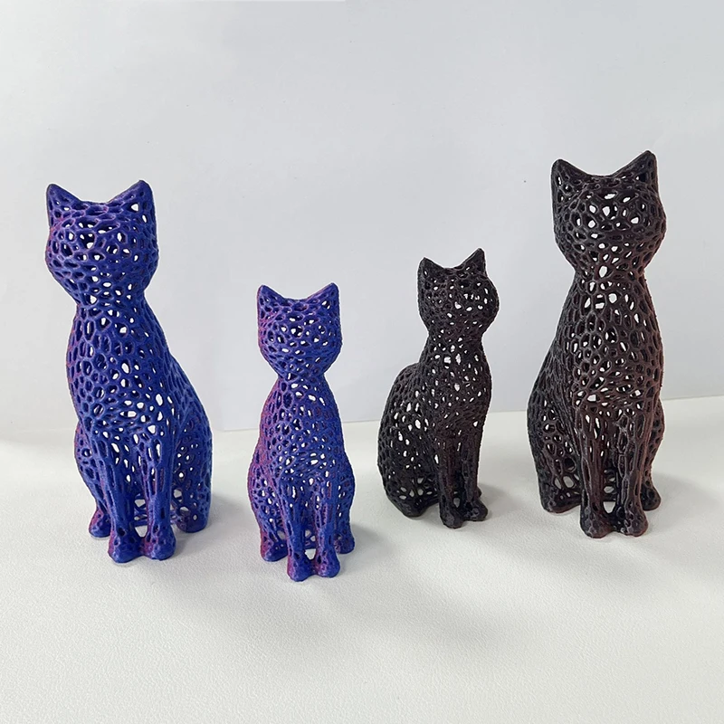중공 고양이 조각상 수집용 3D 프린트 고양이 조각상, 홈 오피스 데스크탑 고양이 장식, 고양이 애호가
