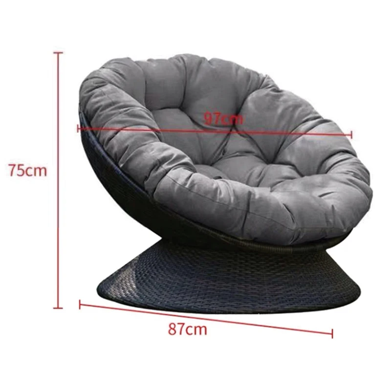 Rattan Round Swivel Chair Lazy Sofa Set Balcony Garden Furniture Outdoor Leisure Terrace Single Courtyard Camping Accessories