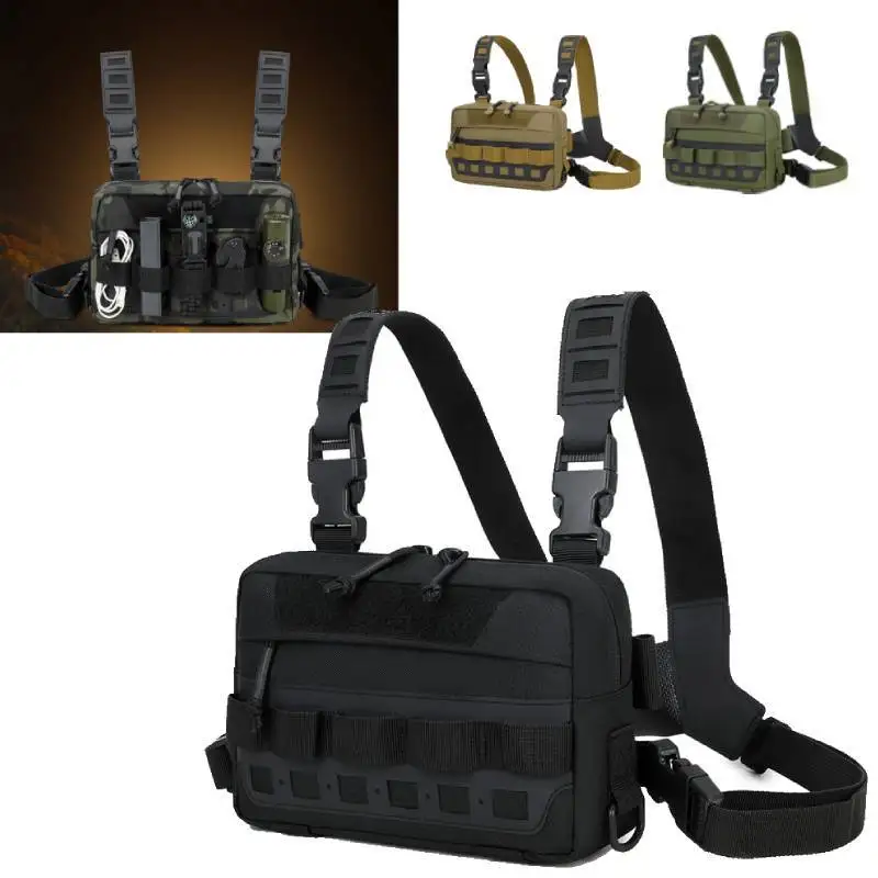 Tactical Men's Chest Bag Fishing Vest Backpack Travel Molle Nylon Camping Climbing Backpack Outdoor Vest Rig Fanny Pack EDC Bags