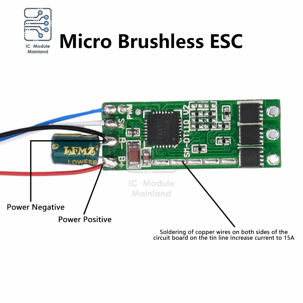 2S 7-15A Miniature Brushless Motor Driver Board Aeromodelling Brushless Electric Regulator Motor Driver 4-wire Module