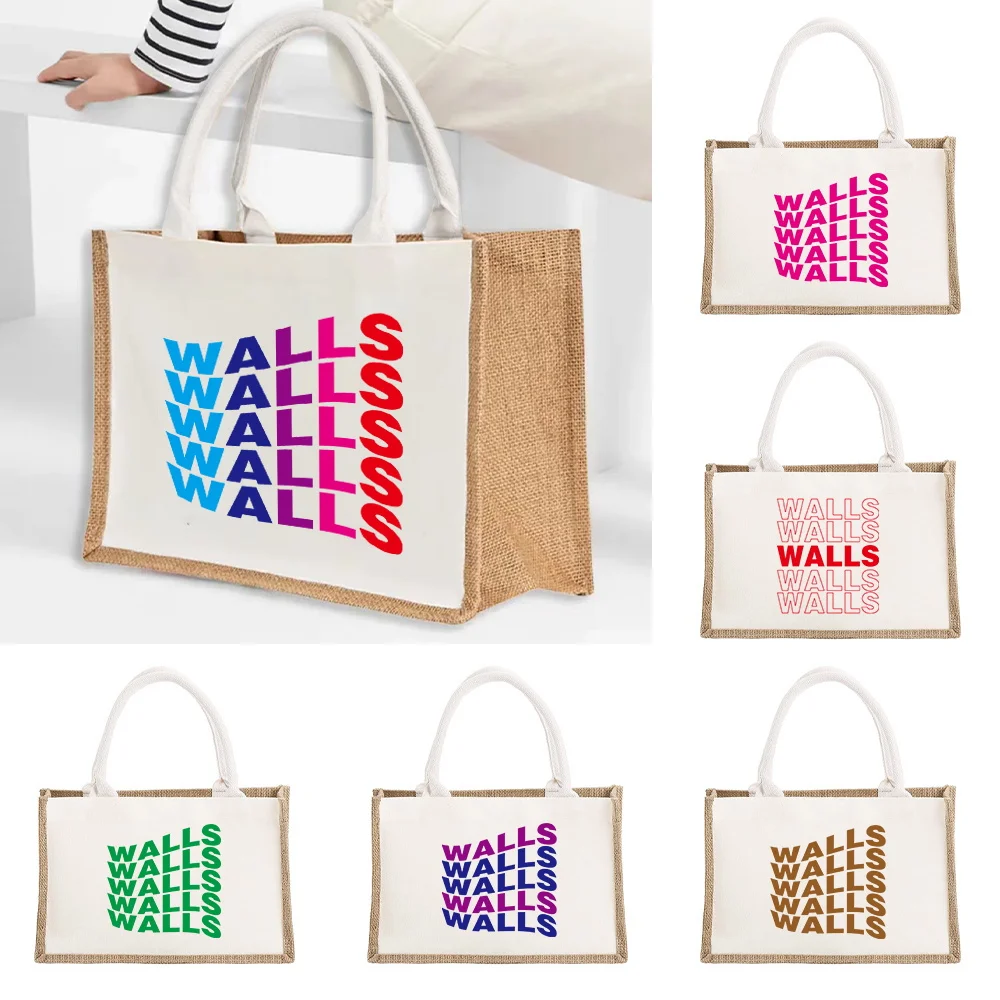 

Портативные сумки для покупок с принтом на стенах, стильный минималистичный дизайн, большая сумка для продуктов, пляжная уличная повседневная сумка для хранения поездок на работу