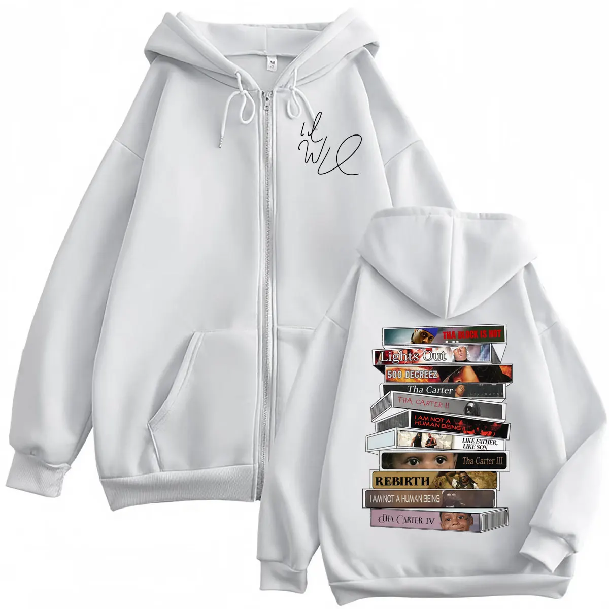 Rapper Lil Wayne Album Graphic Zipper Hoodies Fashion Hip Hop Zip Up Hooded Sweatshirts Men Women High Quality Fleece Pullovers