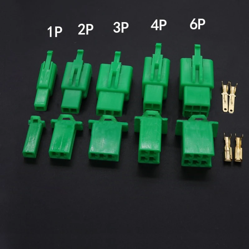 

5PCS Green 2.8mm 2/3/4/6P Automotive 2.8 Electrical Wire Connector Male Female cable terminal plug Kits Motorcycle ebike car