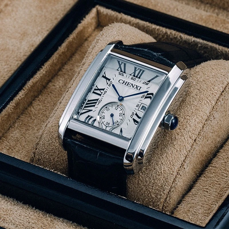 

Men's Watch Kuaishou Douyin Internet Celebrity Watch Men's Square Belt Quartz Watch Male Student K-Style Simple Trendyy Casual Personalized Small Square Watch, a Best Birthday Gift for His Best