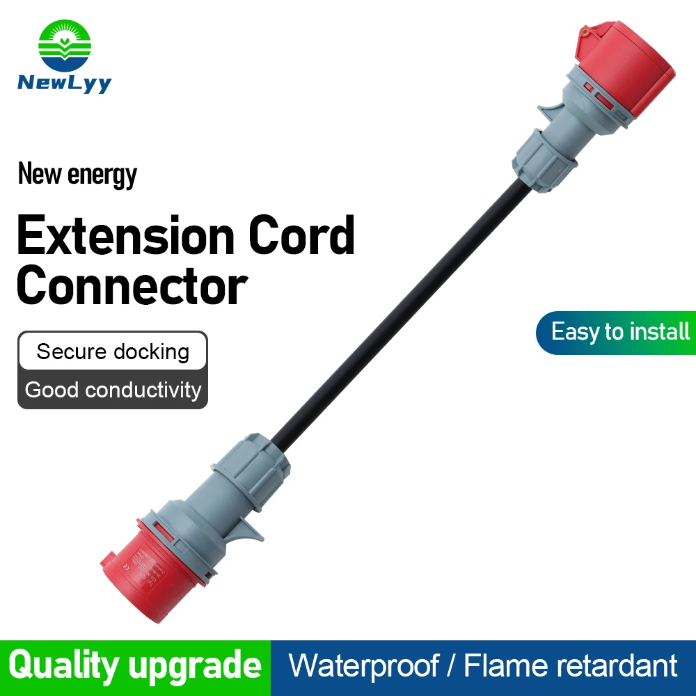 Red 32A Male To 16A Female Cee Adapter Gen EV Charger Extension Cord Connector For Electric Vehicle Accessories