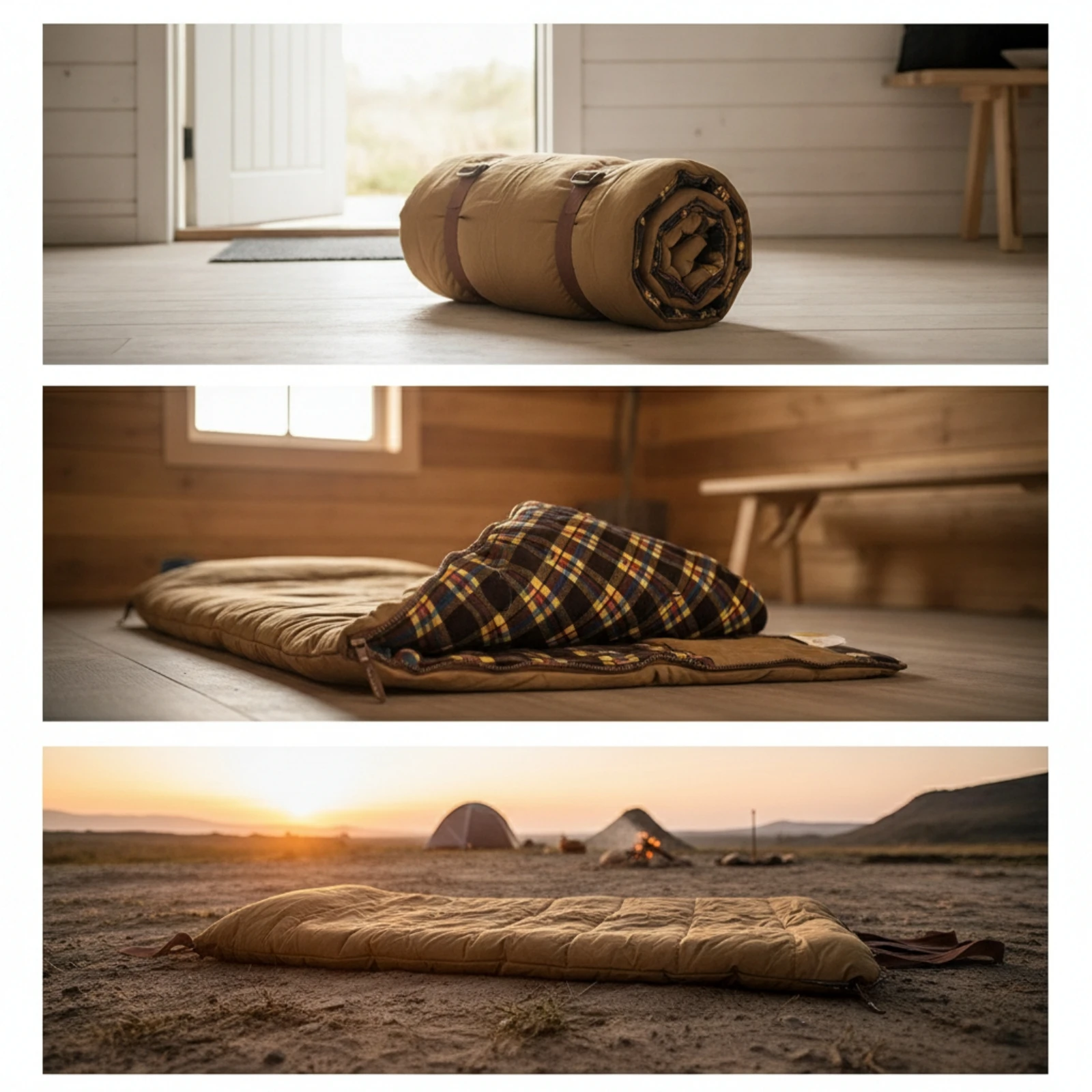 Rectangular Sleeping Bag Plaid-Lined Sleeping Bag with Tie Straps Bedding Extra-Large Easy to Carry for Campers, Camping