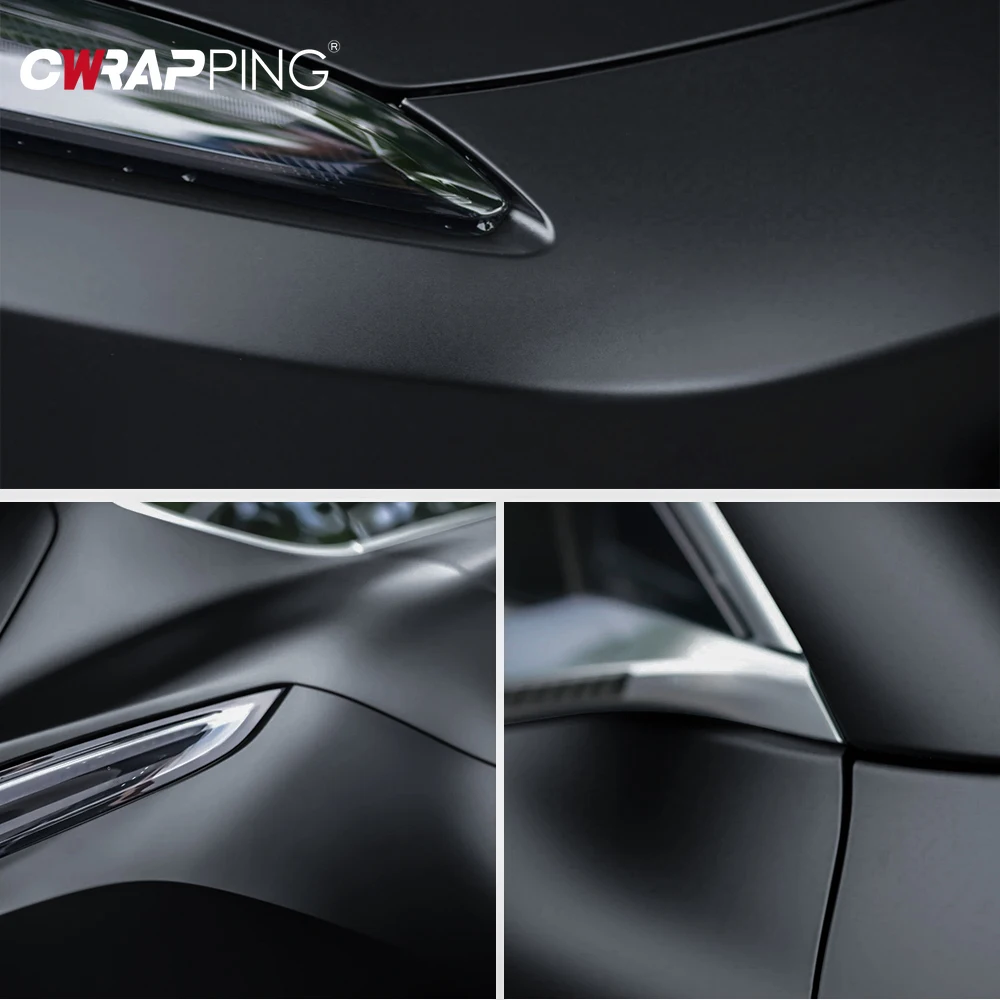 

Vinyl Wrap Matt Black Car Films Decal Roll with Bubble Free Air Release Sheet Motorcycle Self Adhesive DIY Decor Accessories