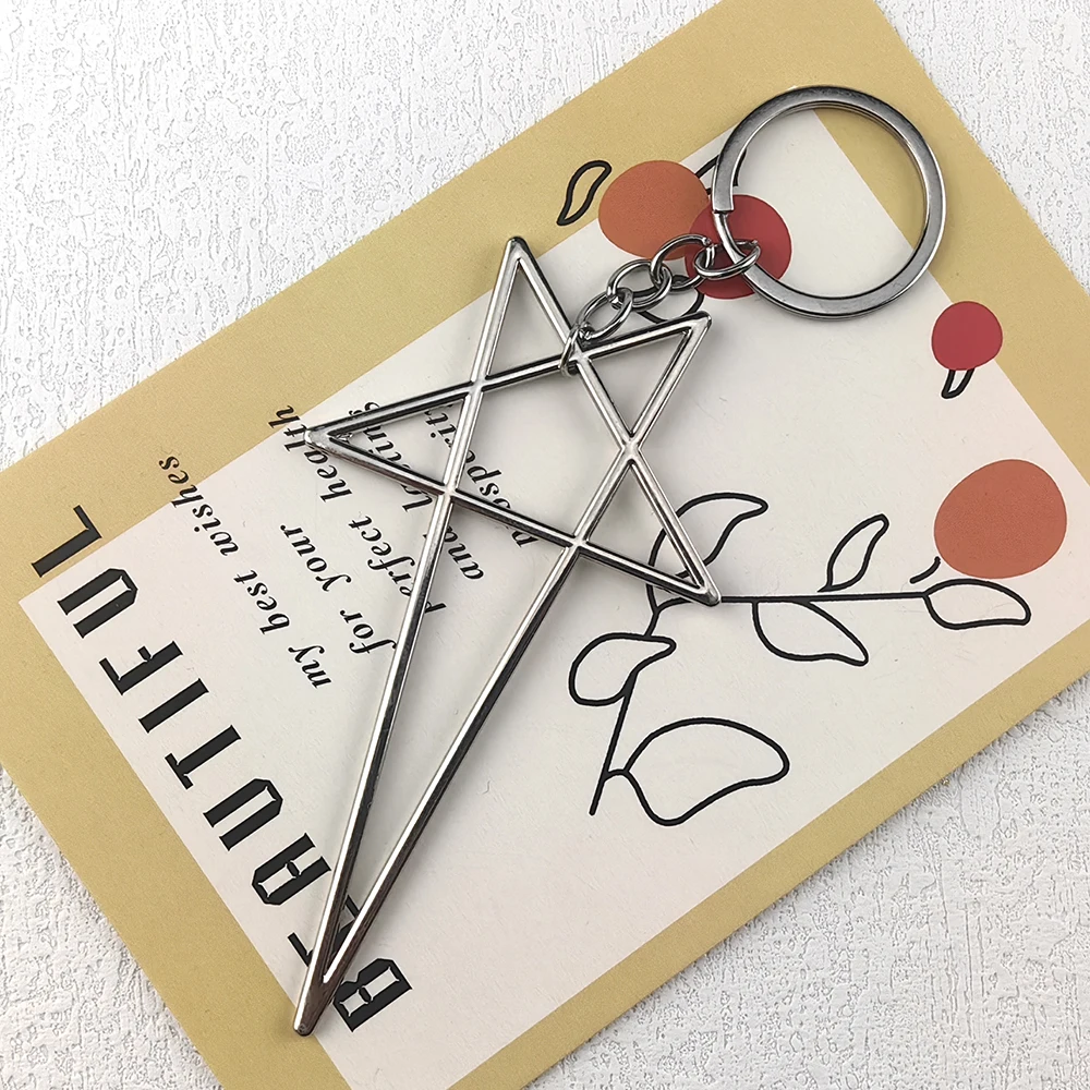 Punk Hip Hop Keychain Choker Y2K Fashion Unisex Gothic Star Charms Pendant Necklace Keyring Jewelry Accessories Gifts