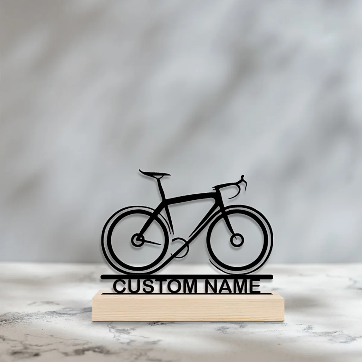1pc Desktop Metal Ornaments Custom Content With Wooden Base Modern Rural Home Desktop Decorations