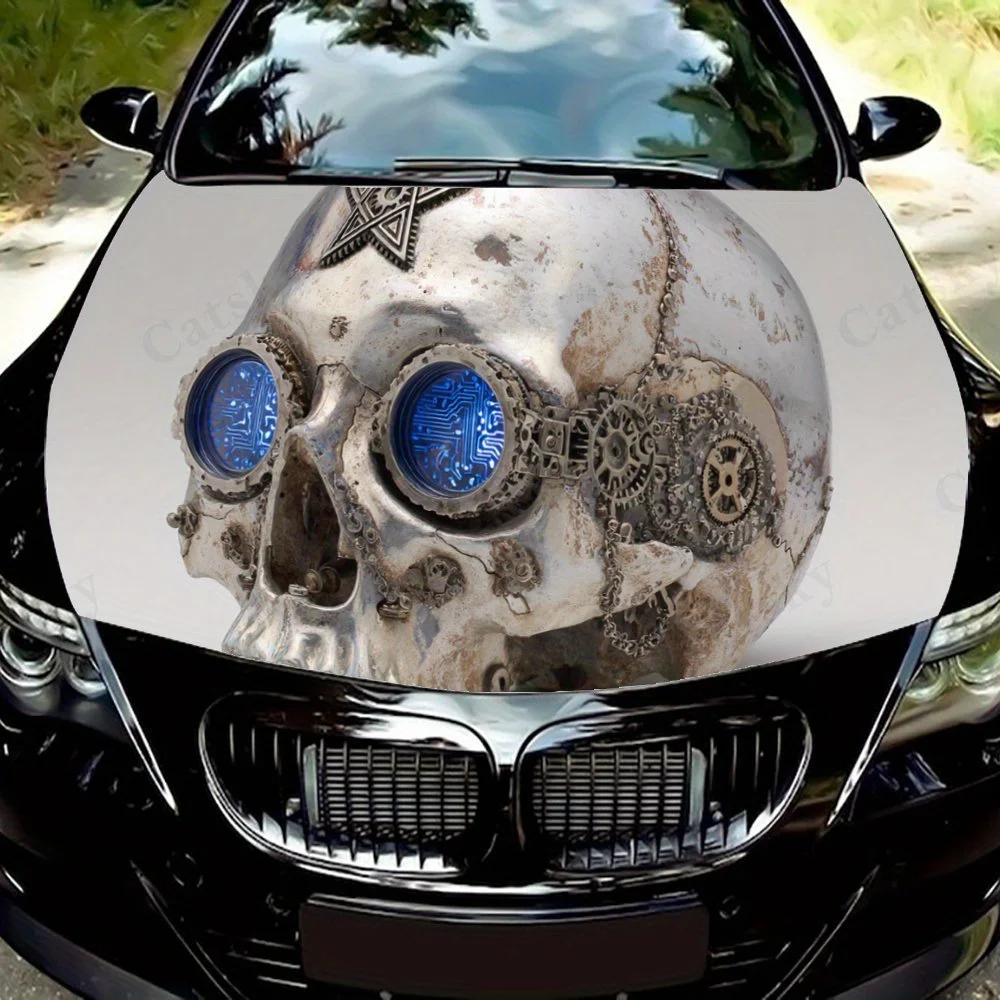 

Punk Skull Design,Car Hood Decal, Self-Adhesive Waterproof PVC Car hood Sticker,Car Decoration Scratch Resistant Sticker Protect