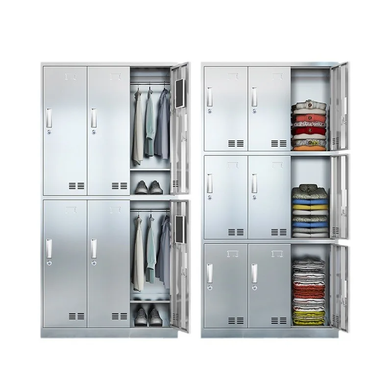 201 stainless steel multi-door changing cabinet 304 staff canteen cupboard factory workshop water cup cabinet storage cabinet
