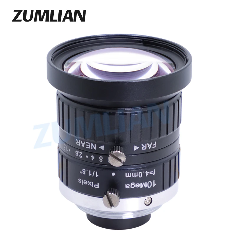 ZUMLIAN 4mm Lens Wide-angle FA 10MP 1/1.8 Inch CMOS IMX178 C Mount Lens with F1.8 Iris Machine Vision Camera