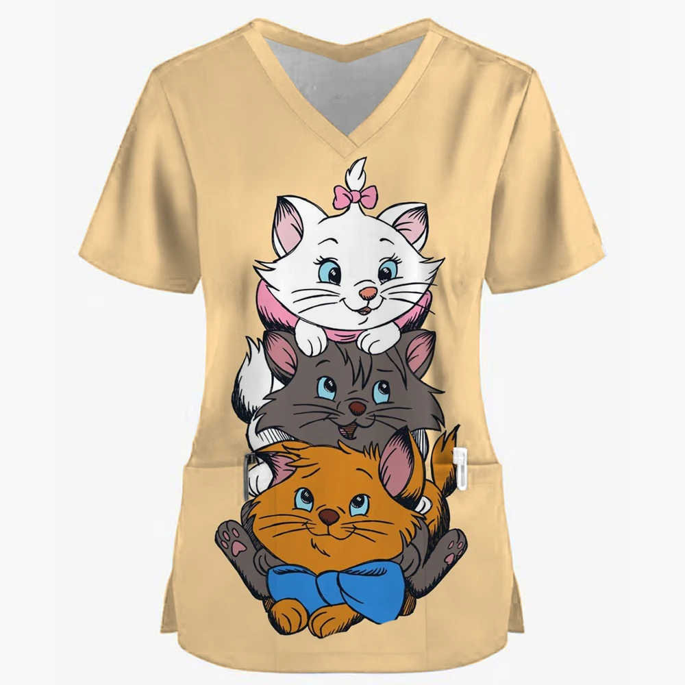 

Униформа Disney для медсестры, медицинской операционной, врачей, кормящих матерей, одежда для домашних животных, топы, скрабы, топ с коротким рукавом
