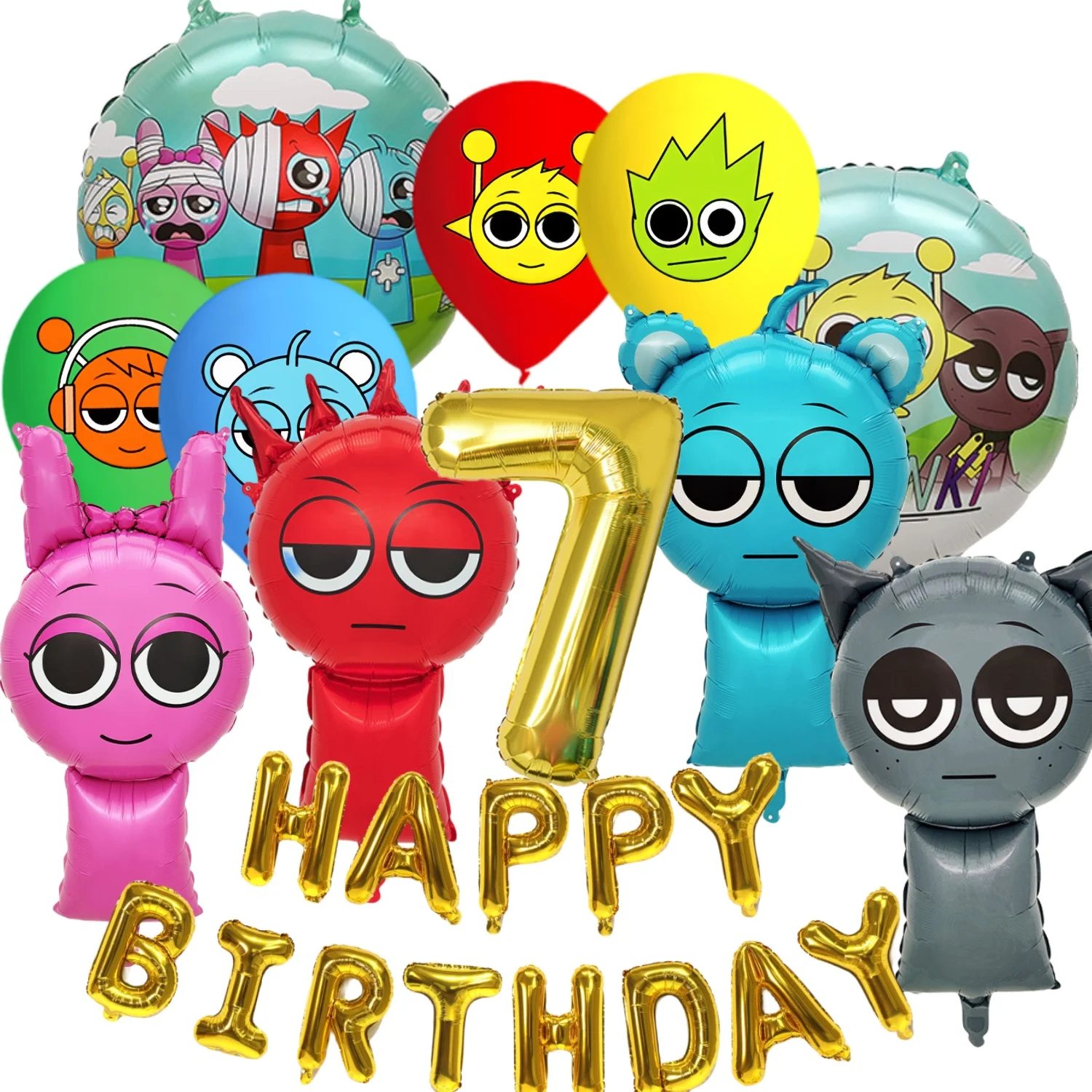 Sprunki Ballon-Set, Sprunki Geburtstagssachen, Unglaubliche Box, Party, Sprunki, Geburtstagsballons, Babyparty, sprunkige Geburtstagsparty-Geschenke