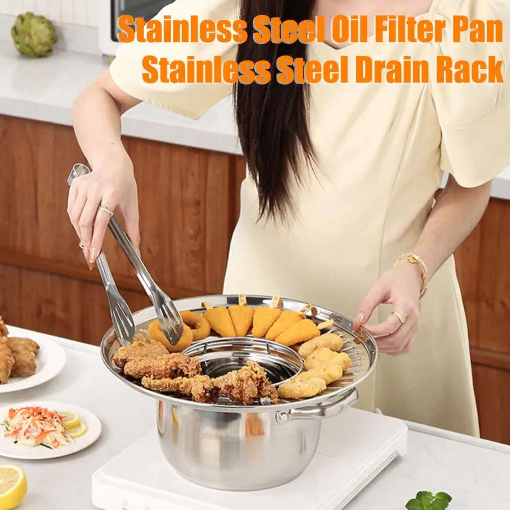 

Fryer Drain Rack Stainless Steel Oil Control Drainer Rack Fryer Food Residue Filter Tray Multifunctional Kitchen for Skewers