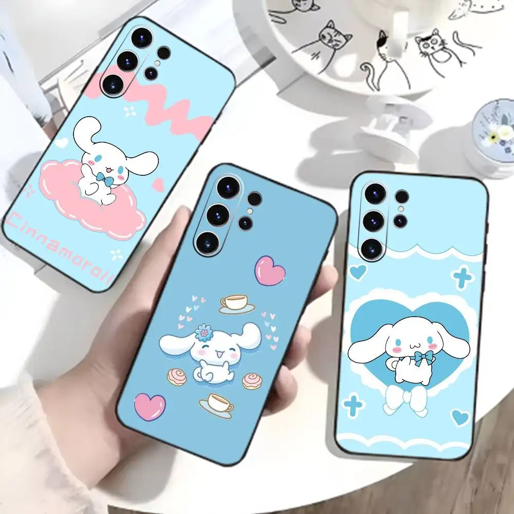 Cute Cartoon Y-Cinnamoroll-s Phone Case For Samsung S26,S25,S24,S23,S22,S21,S20,Ultra,Plus,FE Black Soft Cover