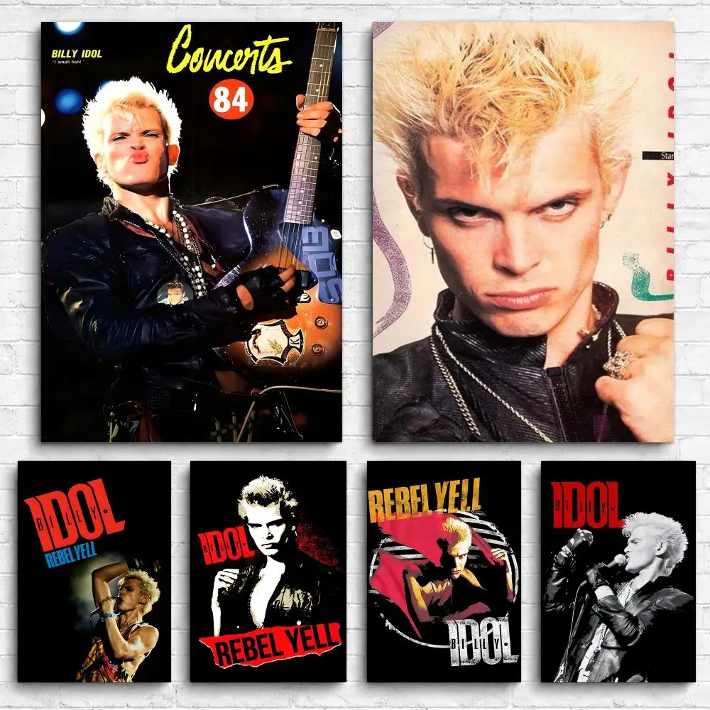 Singer Music Album B-Billy I-Idol Framed Wall Painting Canvas Poster Ready to Hang Wall Art for Bedroom Living Room Home Decor