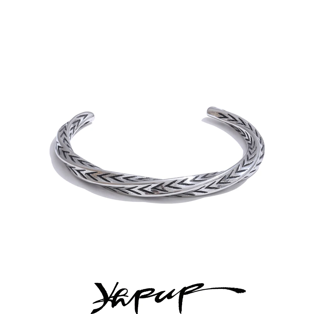 Yhpup 67mm Stainless Steel 316 Mobius Cuff Bracelet for Men Waterproof Statement Open Vintage Hip Hop Cast Wrist Jewelry