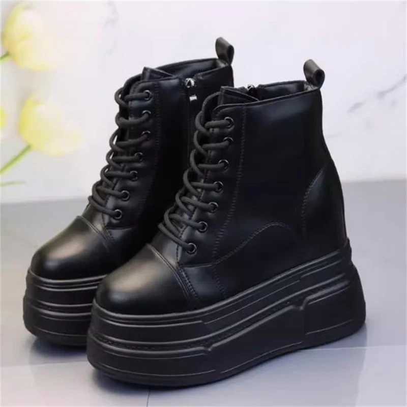 women Fashion Sneakers black Chunky Platform Wedge Shoes Designers Height Increased Woman Sports Casual Shoe Tennis Ankle boots