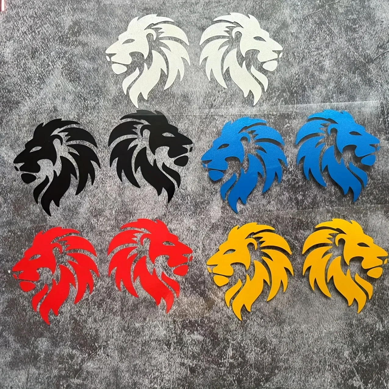 2Pcs/Set Multicolor Lion Head Waterproof Vinyl Stickers, White Black Blue Red Yellow, for Car & Bike Decor