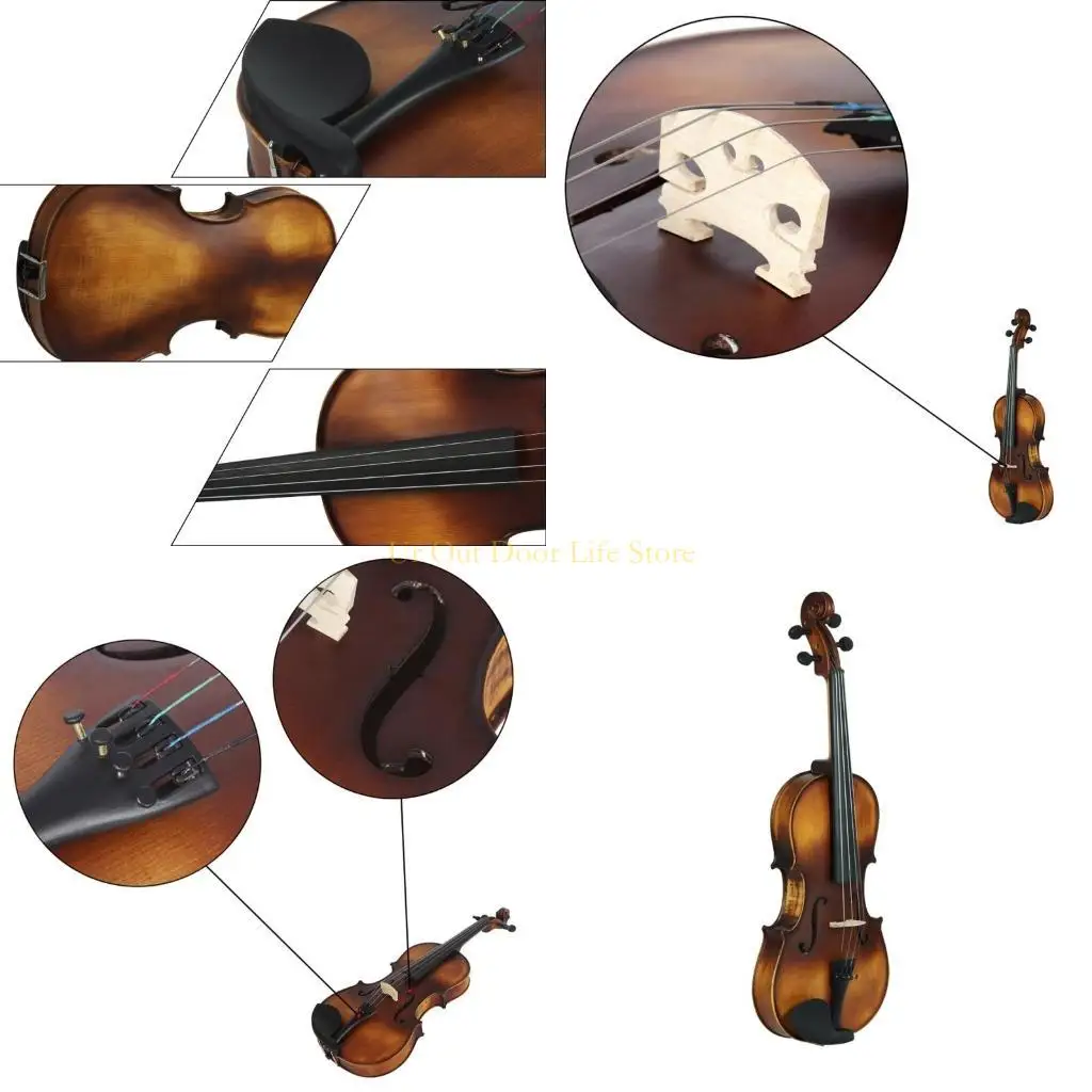 77UF Panel Viola Hand Polished Viola with Bows Professional 4/4 Vintage Matte Viola for Practice & Performances
