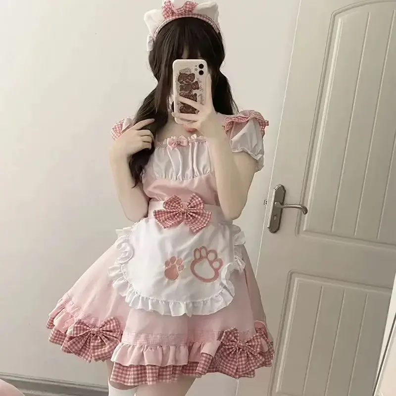 Women Maid Outfit Lolita Cosplay Cute Sexy Erotic Kawaii Cafe Costume Black White Men Uniform Apron Dress Cute Bowknot Costumes - view 5