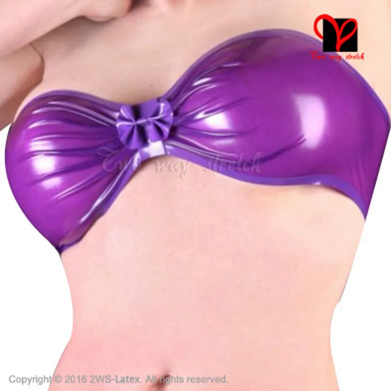 

Sexy Latex Bra Bow Flower Cup Rubber Gummi Lingerie Strapless Bralette Brassiere Bustier Crop Top Xxxl Plus Ny-018