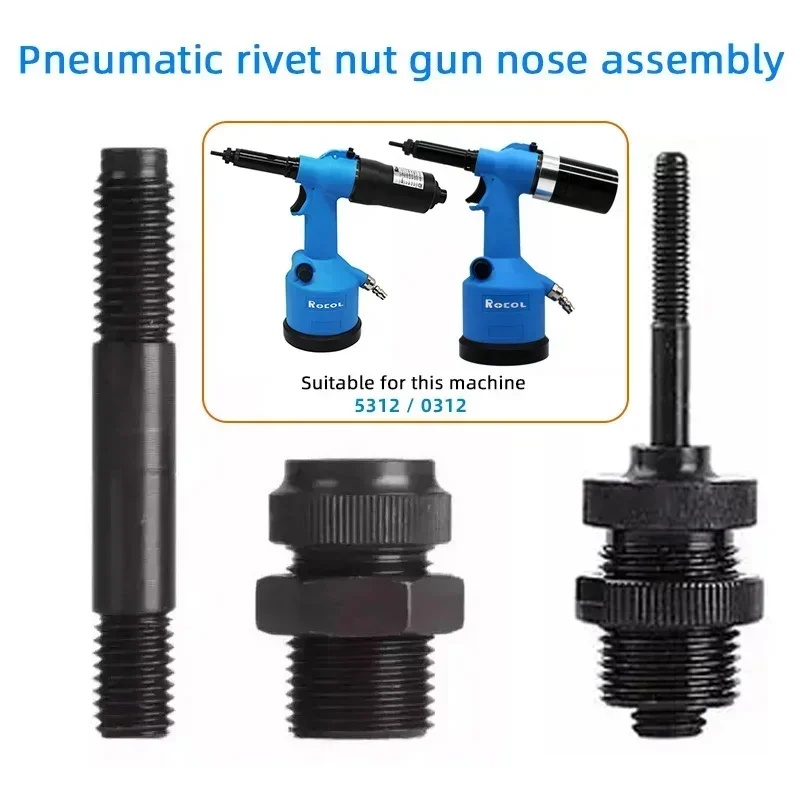 

Hydraulic Automatic Pneumatic Rivet Nut Gun Nose Assembly Double Threaded Pull Rod Riveter Tool Accessories M3M4 M5 M6 M8 M10M12