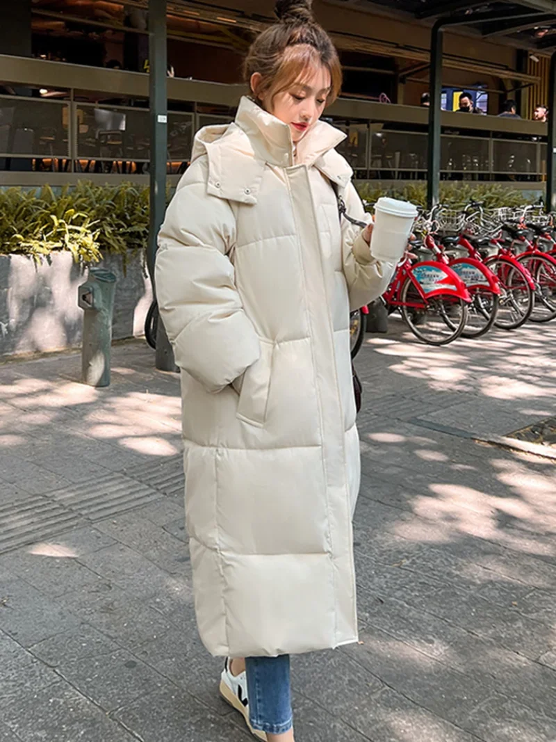 

Women Winter Hooded Parkas X-long Jackets Casual Thick Warm Windproof Coat Female Outwear -30 degrees Long Streetwear Size 3XL