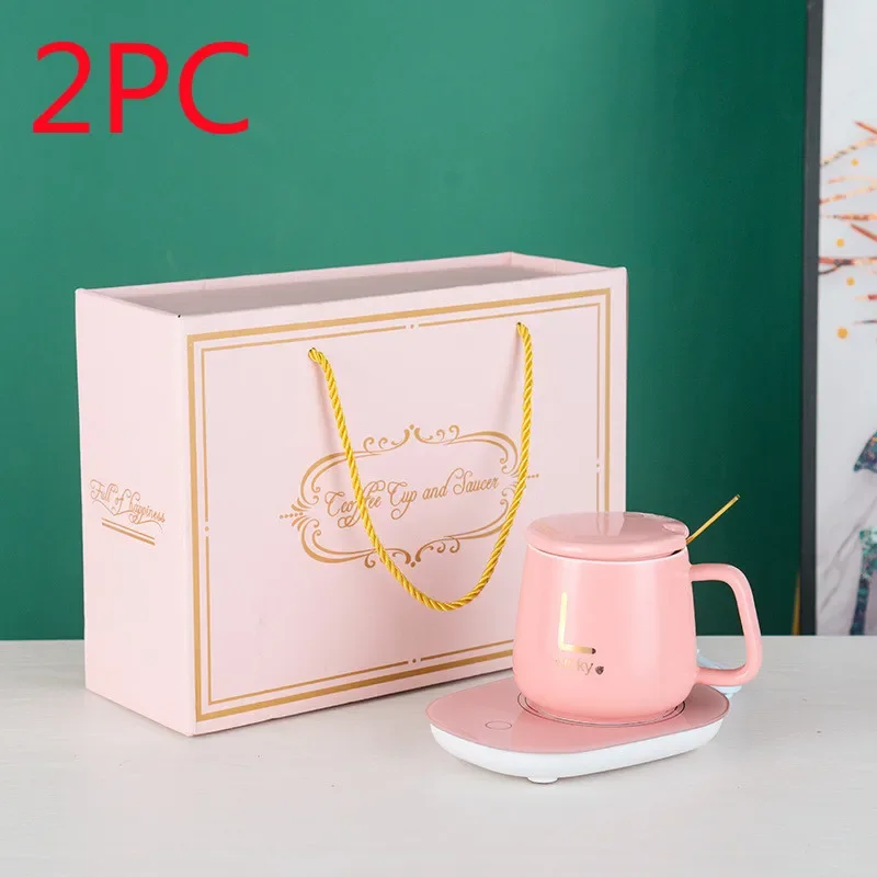 Smart Ceramic Mug Heater Cup Coaster Warmer Thermostatic Coffee Heating Electric Mug Set Milk Tea Heating Water Home Office Gift