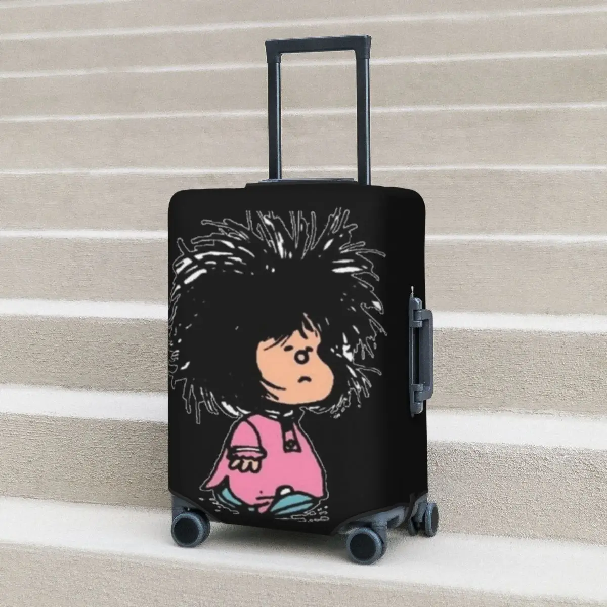 

Mafalda Quino Suitcase Cover Comics Cute Practical Travel Protection Luggage Accesories Flight