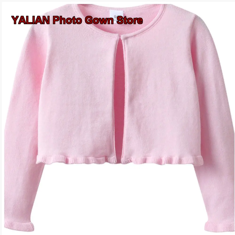 Girls Shawl Toddler Little Kids Knit Cardigan Single-Layer Ribbed Knit Jacket with Hidden Button Princess Style