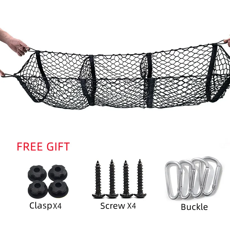 3/4 Pocket Car Trunk  Storage Net Bag Elastic Sundries Storage Basket Universal Car Accessories Pickup SUV Trucks Organizer Bag