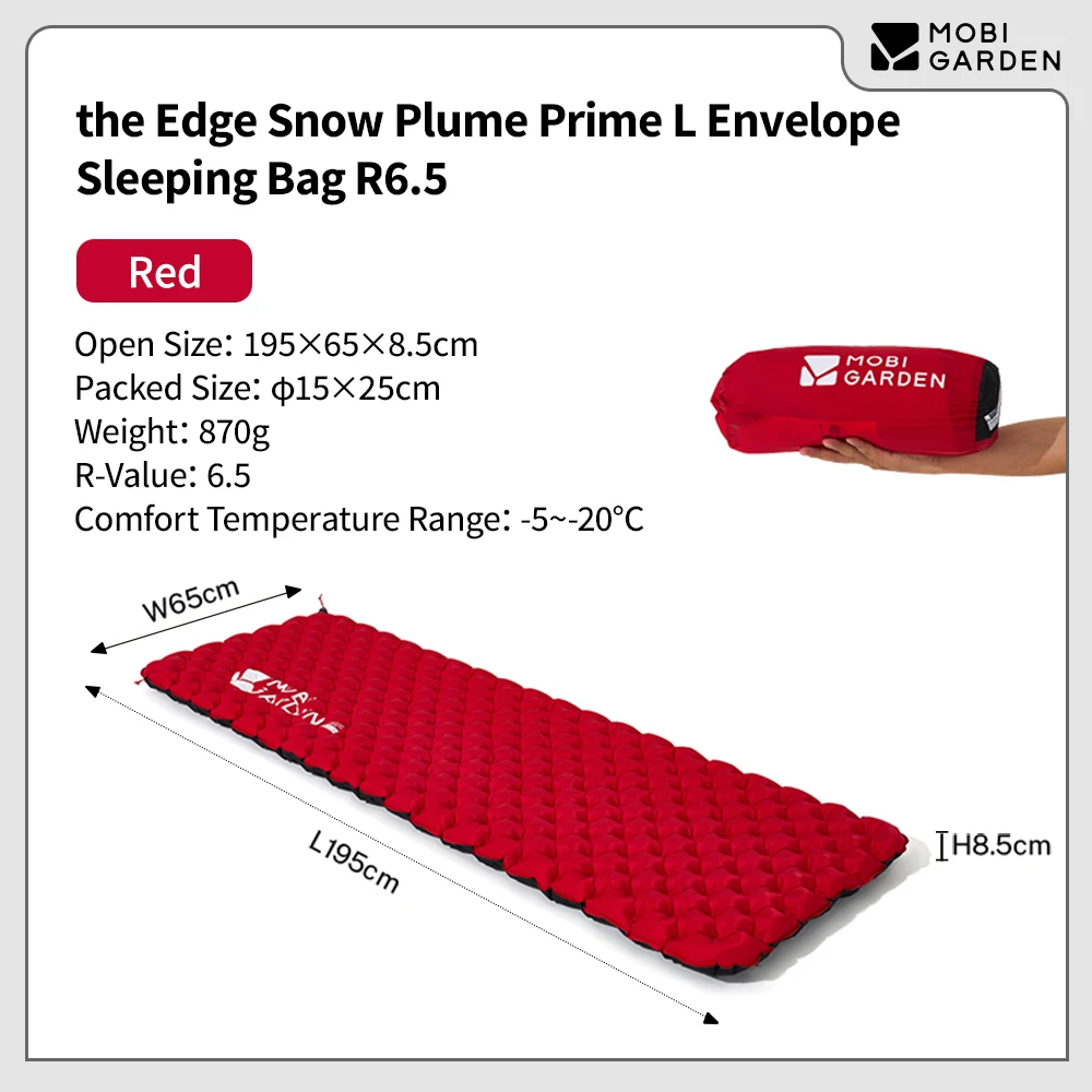 Mobi Garden High R-Value Camping Single Mattress Thickened Moisture-proof Air Cushion Inflate Edge Snow Plume Snowflake Design