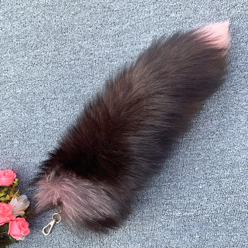 40cm Furry Animal Tail Keychain Cute Fox Tail Key Chain for Women Charm Bag Backpack Pendant Car Key Holder Party Jewelry Gifts