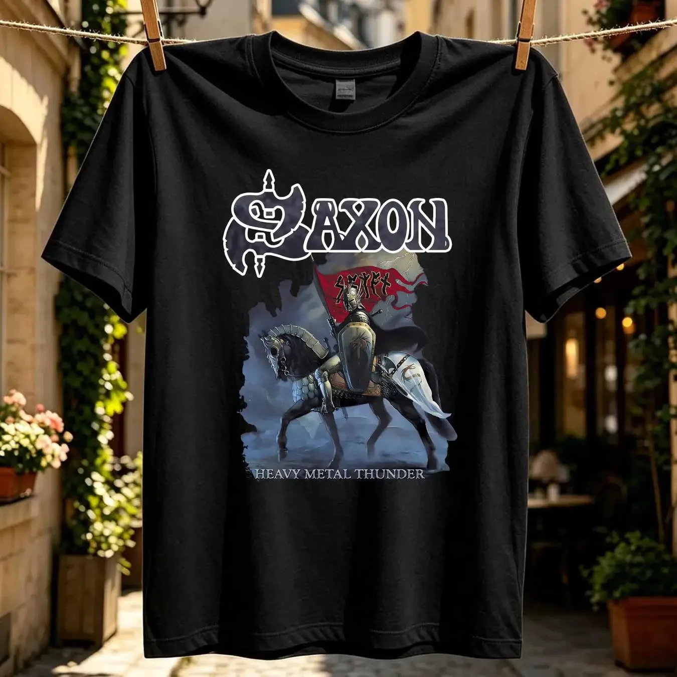 washed T Shirt SAXON Heavy Metal Thunder  Cotton Black Men S to 5XL BE1144 vintage Washed Unisex Stylish Soft Stretched