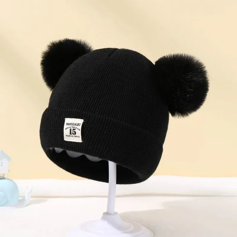 Kids Wool Knitted Bonnet Bebe Newborn Baby Hat Pompom Cute Winter Hat for Boys Girls Children Warm Beanie Cap 0-3Y