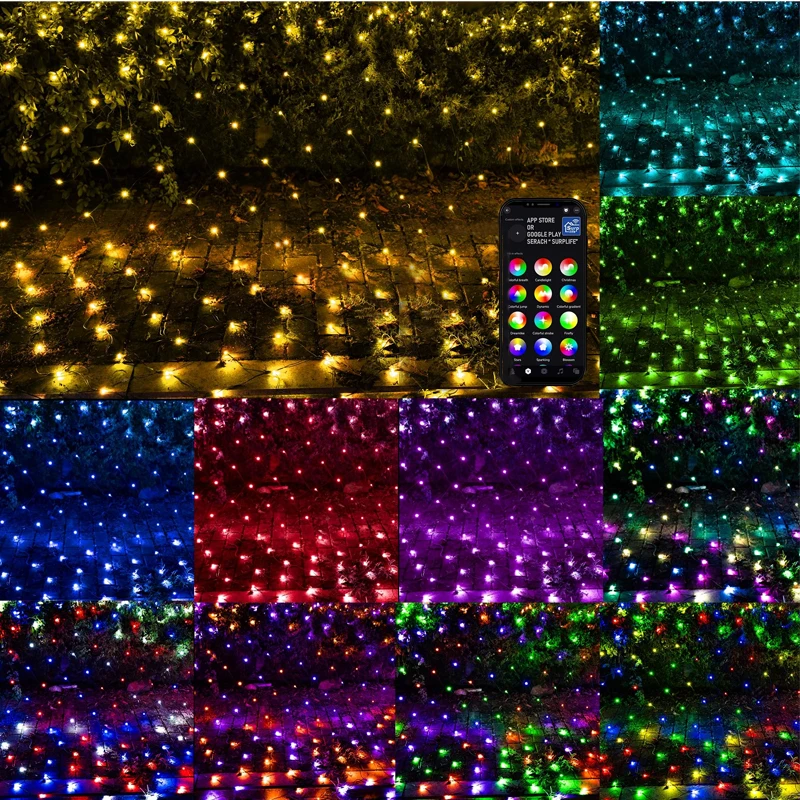 RGB Mesh Lights LED String Waterproof Curtain Light String for New Year Wedding Party Christmas Home Curtain Decoration