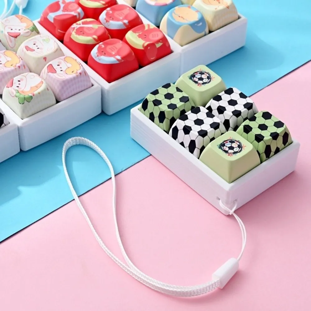 Football Pattern Fidget Clicker Clicky Button Crisp Sound Keyboard Fidget Keychain with Lanyard Small Size