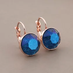 New Luxury 12mm Round Earrings Rose Gold Color Earrings For Women Beautiful Drop Earrings Daily Fashion Jewelry